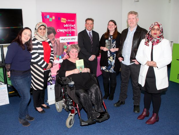 Pen to Print: Real People , Real Stories - Left to Right, Lucy Kaufman, Cllr. Saima Ashraf, Patsy Middleton with her book Colonel Erdington's Daughter, Leader of the Council Cllr. Darren Rodwell, Claire Buss with her book The Gaia Effect, Hugh Prior and Farzana Hakim. Photo credit: Express Photos