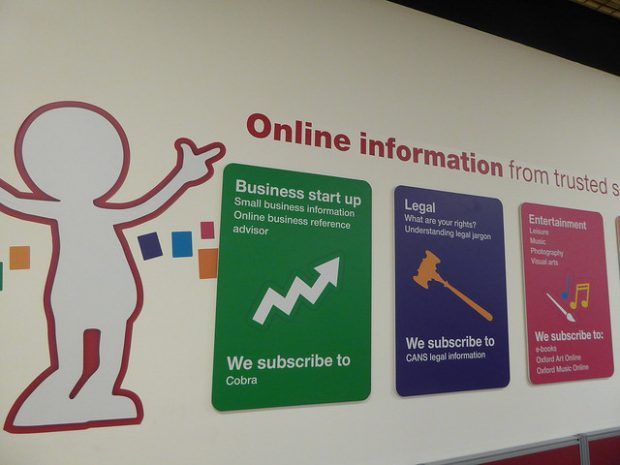 Signs in Barking learning centre. Photo credit: Julia Chandler/Libraries Taskforce